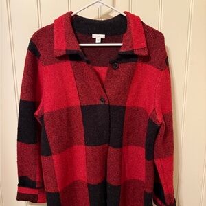 J. Jill Red and Black Plaid Jacket